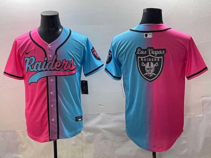 Men 2025 Oakland Raiders Blank Blue pink Nike Limited NFL Jersey style 0016
